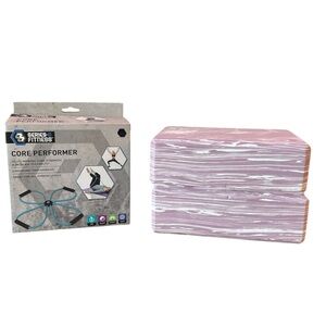 Core Performer Resistance Exerciser + Set of Two Pink Foam Yoga Blocks